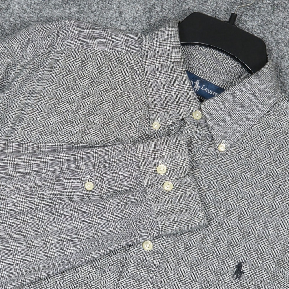 Ralph Lauren Yarmouth Button Dn Shirt Mens 16 34/35 Plaid Long Sleeve 100 Cotton